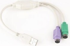 CABLU USB GEMBIRD splitter USB 2.0 (T) la 2 x PS2 (T) 30cm adaptor USB la mufe PS2 pt. tastatura si mouse alb "UAPS12"