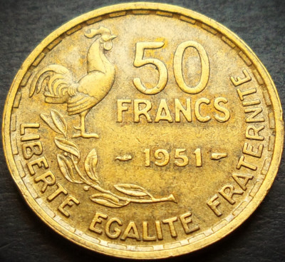 Moneda istorica 50 FRANCI - FRANTA, anul 1951 * cod 4820 = excelenta! foto