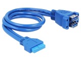 Cablu USB 3.0 albastru, 0,45m, cu 2 conectori USB A soclu