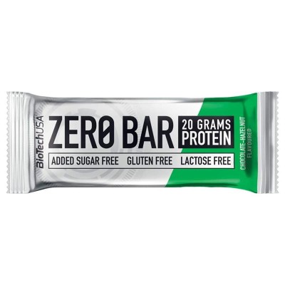 Baton cu Proteine Zero Bar Ciocolata cu Alune 50 grame x 20 bucati Bio Tech USA foto