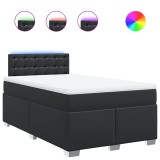 Cumpara ieftin Pat continental cu saltea, negru, 120x200 cm, piele ecologica