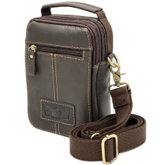 Borsetă Umăr Piele Naturală Maro Vintage , Compacta, Calitate Superioară, Maner, Curea Detasabila,14x18,5x7 cm