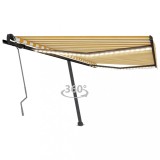 VidaXL Copertină retractabilă manual cu LED, galben și alb, 450x350 cm