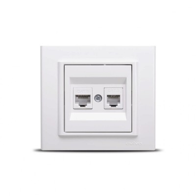 Priza UTP CAT6 si Telefon ST Alb Ovivo Mina foto