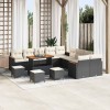 Set de canapea de grădină vidaXL cu 14 piese și perne Negru Ratan sintetic Acacia