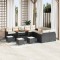 Set de canapea de grădină vidaXL cu 14 piese și perne Negru Ratan sintetic Acacia