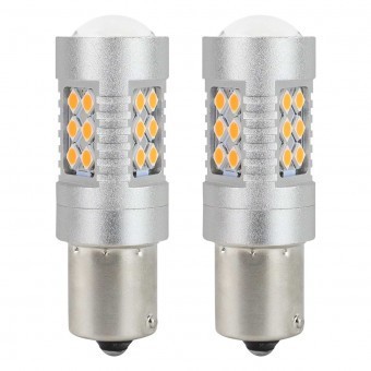 Set 2 bec LED semnalizare CANBUS 1156 BAU15S PY21W foto