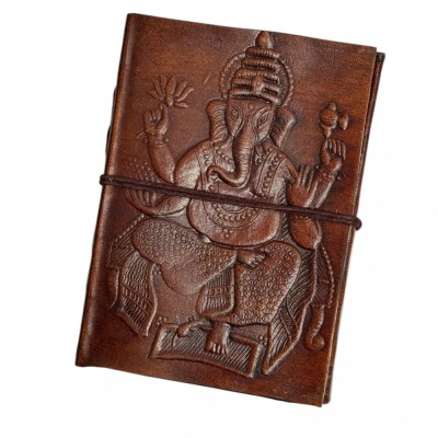 Agenda-Jurnal GANESHA, Coperta Piele Ecologica, 100 File, 13x10x2 cm foto