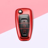 Husa Cheie Auto FORD TPU+PC Rosie cu Butoane Negre Cheie Briceag (Ford Focus, Fiesta,Transit) AutoProtect KeyCars, Oem