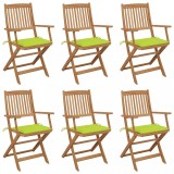 vidaXL Scaune grădină pliabile, cu perne, 6 buc., lemn masiv de acacia 3074951