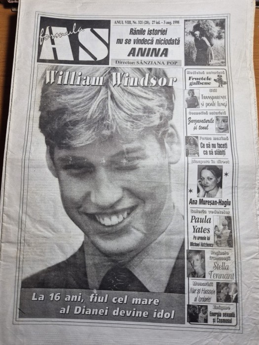 ziarul formula as 27 iulie - 3 august 1998 - ana muresan hagiu , printul william , anina , victor socaciu , doru stanculescu,valeriu sterian