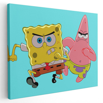 Tablou poster SpongeBob desene animate 2208 Tablou canvas pe panza CU RAMA 80x120 cm foto