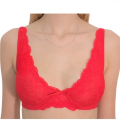 Sutien Triunghi din Dantelă Fină și Microfibră S107 - 85B - Rosu