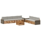 vidaXL Set de canapele de exterior 8 pcs Natural și gri deschis 3383129