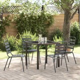 vidaXL Set de masă pentru grădină 5 pcs Gri &icirc;nchis Oțel