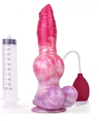 Dildo cu Ejaculare Wolf Cock, Silicon Lichid, Roz, 26 cm foto
