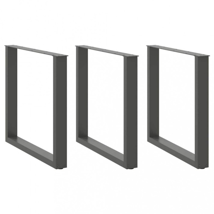 vidaXL Picioare de masă &icirc;n formă de U, 3 buc., antracit, 80x(72-73) cm, oțel
