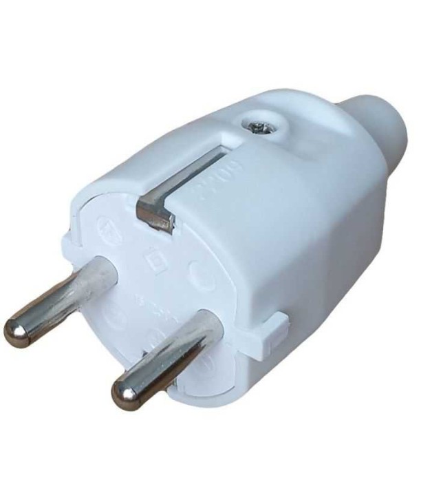 Stecher Schuko cauciucat alb cu presetupa cauciuc IP20 16A 250V ODO