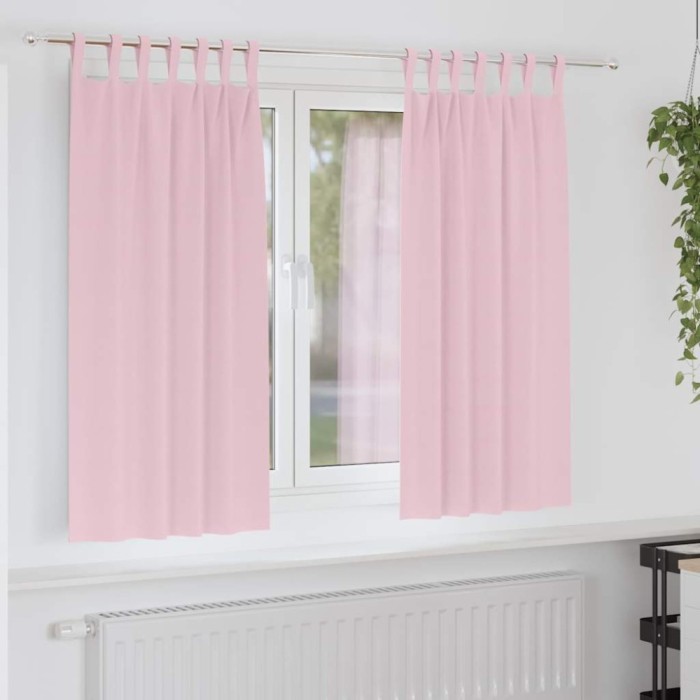 vidaXL Perdele cu perdele 2 pcs Roz bebeluș 175x140cm Poliester 4107629