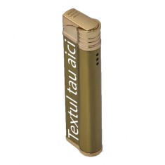 Bricheta Metalica cu Gaz, Antivant, Model Robotic Slim, Reincarcabila, Auriu, Cutie, Personalizata