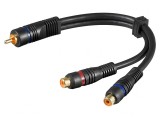 Cablu RCA Soclu x2 - RCA Mufă 0,2m Aurit Negru, Goobay