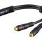 Cablu RCA Soclu x2 - RCA Mufă 0,2m Aurit Negru