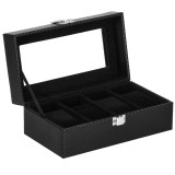 Cutie depozitare si organizare ceasuri, MDF, piele ecologica, 20,5x11x8cm, negru sarpe Household NewTrend