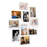 Ramă foto colaj vidaXL, albă, 10 poze 10x15 cm, MDF, decor perete, galerie foto