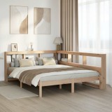 vidaXL Pat cu bibliotecă fără saltea, 140x200 cm, lemn masiv de pin 3324317