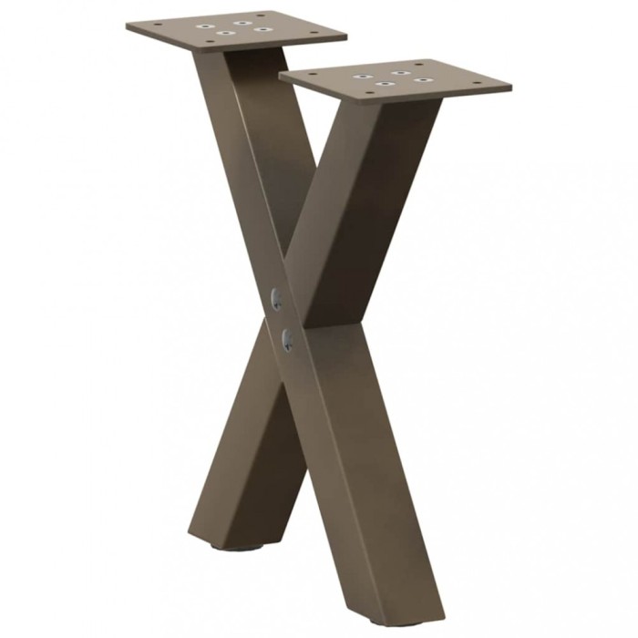vidaXL Picioare pentru măsuță de cafea &icirc;n formă de X, 2 buc., oțel natural, 30x(30-31) cm 4012871