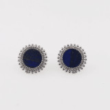 Cercei cu surub lapis lazuli si montura din metal rotunzi 20mm, Stonemania Bijou