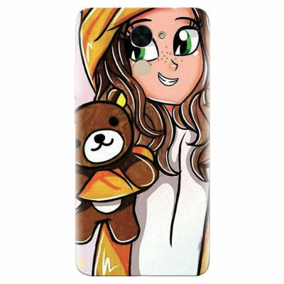 Husa silicon pentru Huawei Y7 Prime 2017, Girl With Little Bear foto