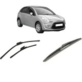 Cumpara ieftin Set 3 stergatoare CITROEN C3 II (SC_) din 2009-2016, pentru parbriz si luneta fata si spate auto, Bosch Twin-Aerotwin, din cauciuc siliconat rezistent