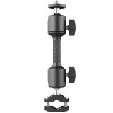 Suport reglabil, dublu rotativ marca Surewo, montare brat oglinda motocicleta camere de actiune GoPro Hero 13,12,11,10,9,8,7,6, Session, DJI Osmo, AKA