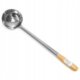 Cumpara ieftin Lingura Wok Profesionala, Adanca, Lungime 50 cm, Inox/Lemn