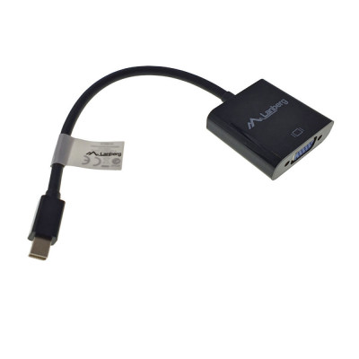 Adaptor Lanberg 40869, DisplayPort Mini tata la VGA mama, rezolutie Full HD 1080p la 60Hz, cu cablu 20 cm foto