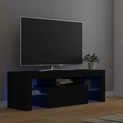 Comodă TV cu lumini LED, negru, 120x35x40 cm foto