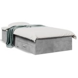 VidaXL Cadru de pat cu sertare, gri beton, 100x200 cm, lemn prelucrat