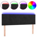 Cumpara ieftin Tablie de pat cu LED, negru, 144x5x78/88 cm, catifea
