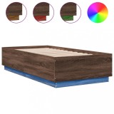 Cumpara ieftin Cadru de pat cu LED, stejar maro, 90x190 cm, lemn prelucrat