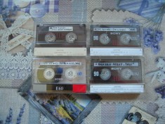 LOT de 4 casete audio normale SONY pentru inregistrat (2 de 60 minute si 2 de 90 minute)