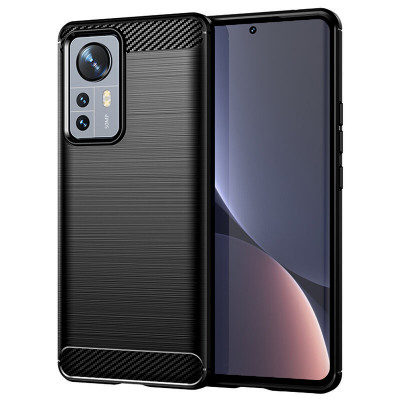 Husa pentru Xiaomi 12 Pro, Techsuit Carbon Silicone, Black foto