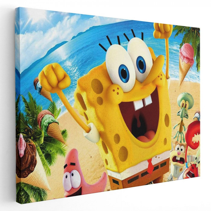 Tablou afis SpongeBob desene animate 2217 Tablou canvas pe panza CU RAMA 60x90 cm