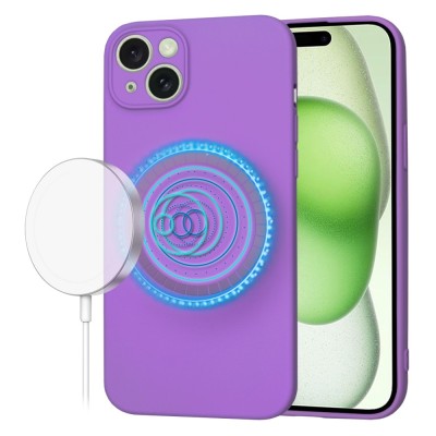 Husa silicon iPhone 15 Plus Techsuit SoftFlex MagSafe, mov foto