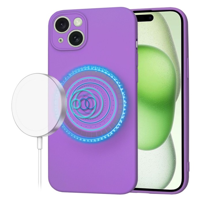Husa silicon iPhone 15 Plus Techsuit SoftFlex MagSafe, mov