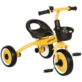 AIYAPLAY Tricicletă pentru Copii 2-5 Ani cu Scaun Reglabil și Coș Galben | Aosom Romania