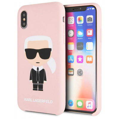 Husa TPU Karl Lagerfeld Ikonik Full Body pentru Apple iPhone X / Apple iPhone XS, Roz, KLHCPXSLFKPI foto