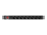 Lanberg PDU, 08F, 0200, BK , PDU 19 1U, 16A, 8A Schuko, 2m, Protectii, Negru