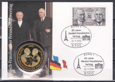 Germania 1993 - A 30-a aniversare a Tratatului germano-francez,FDC NUMIS foto