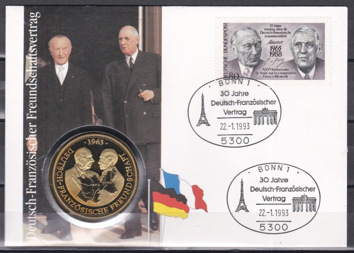 Germania 1993 - A 30-a aniversare a Tratatului germano-francez,FDC NUMIS